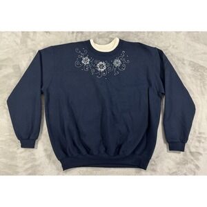Top Stitch By Morning Sun Womens XL Sweatshirt Jeweled Snowflakes‎ Winter Granny